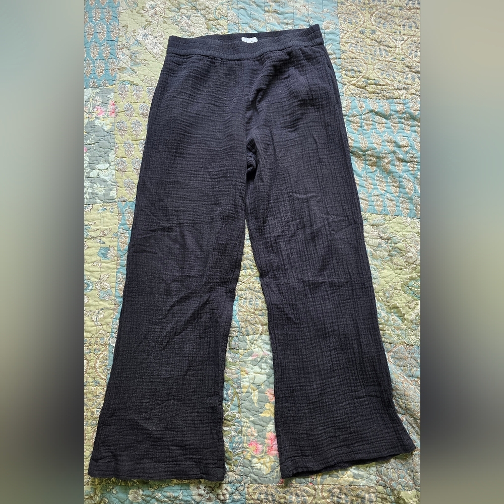 mate Organic cotton gauze Women's Black Wide-Leg Lounge Pants